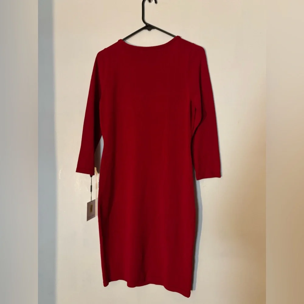 Calvin Klein Scarlet Dress with Metallic Details - Picture 3 of 10